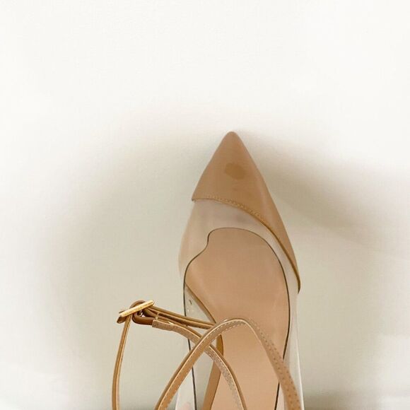 RAYE Nude Pointed Wrap Lace up 5 " Heel Stilettos 10 Quite Luxury Neutrals - Picture 9 of 12